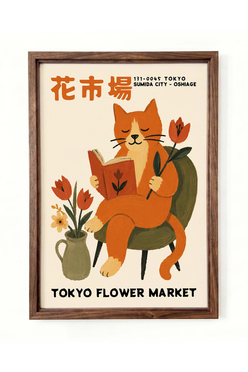 Tokyo Flower Market Cat Print