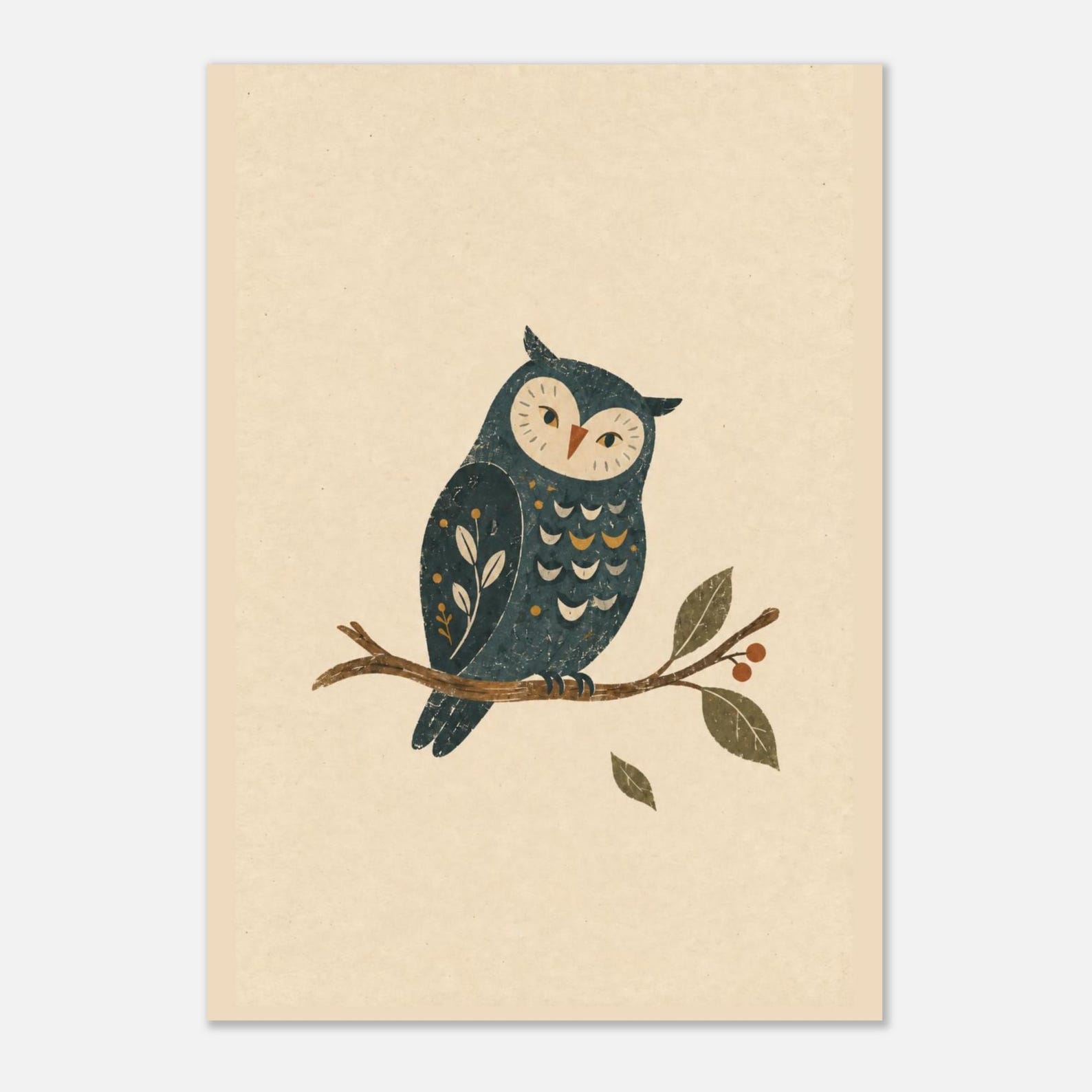 Scandinavian folk art owl print