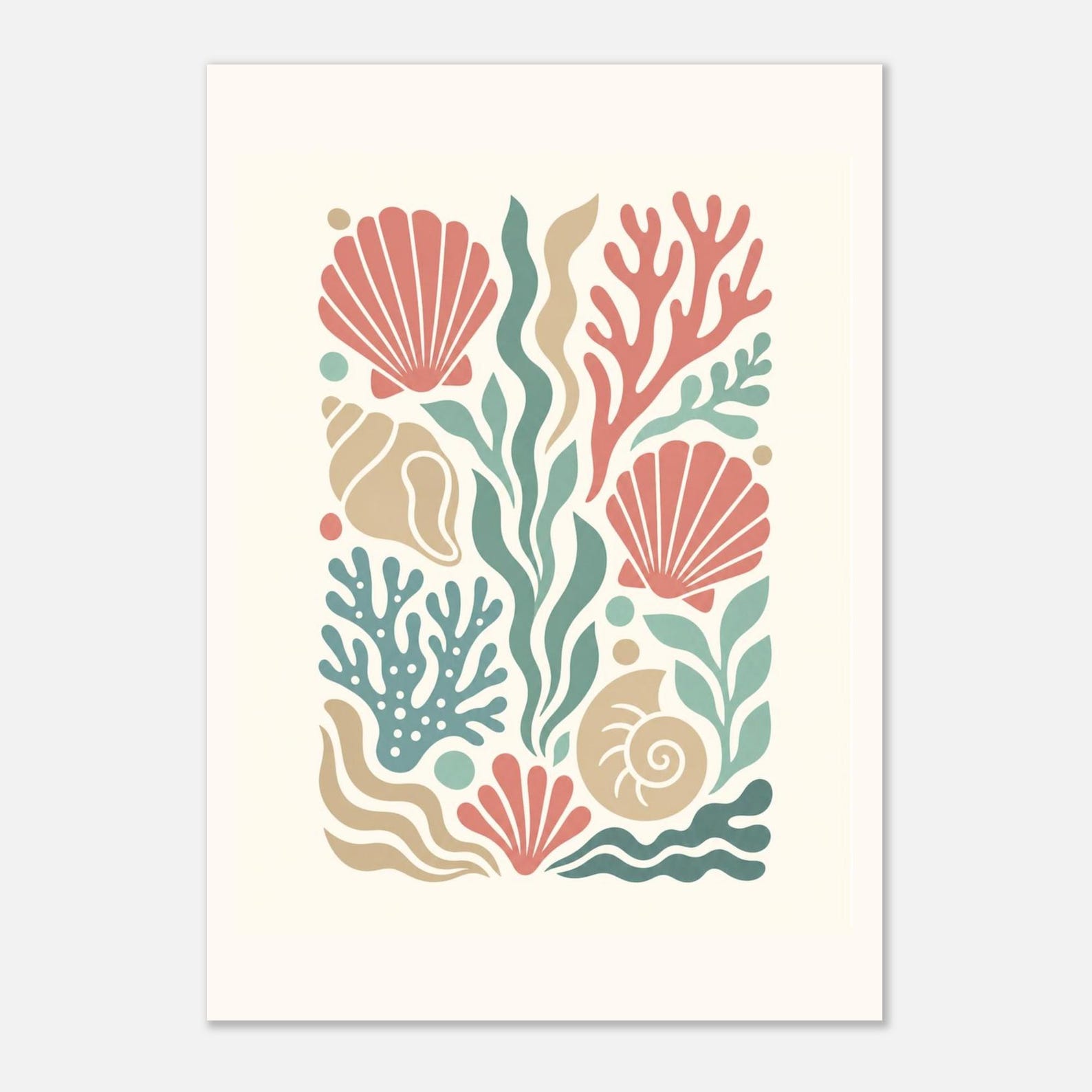 Seashell coral botanical art print