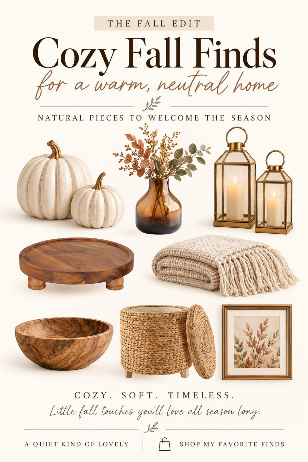 Cozy Fall Finds for a warm neutral home collage