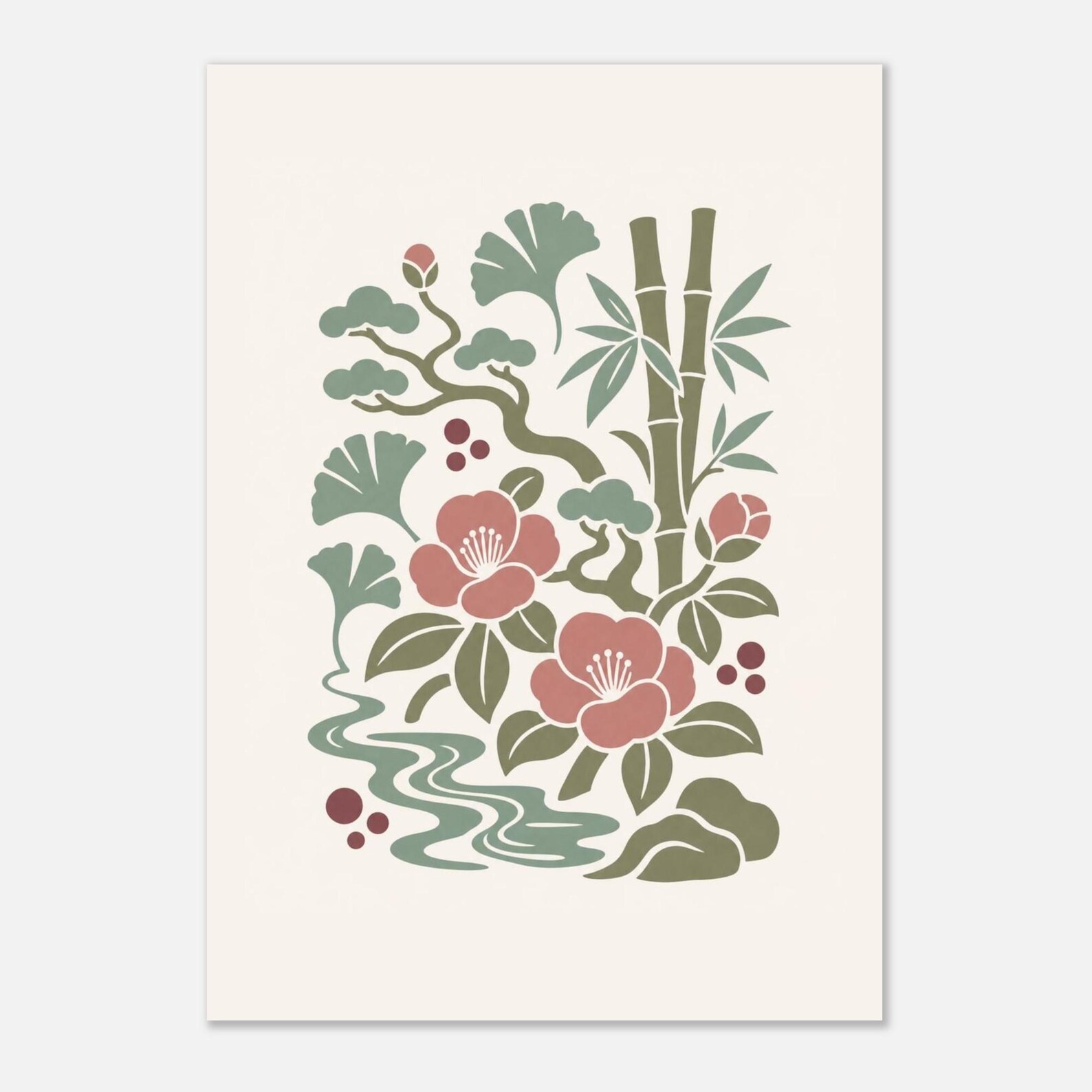 Japandi botanical wall art print